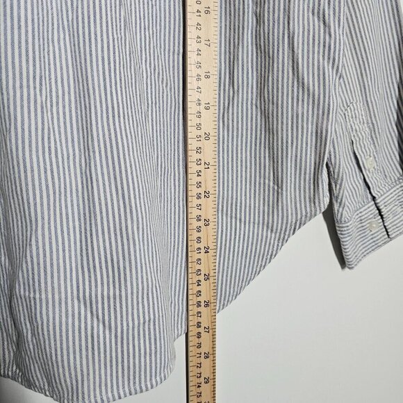 American Eagle Striped Button-Up Shirt Blue White Cotton Blend Women's M - Picture 7 of 8